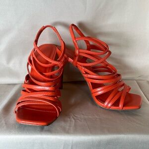 Chic Orange Strappy Heels